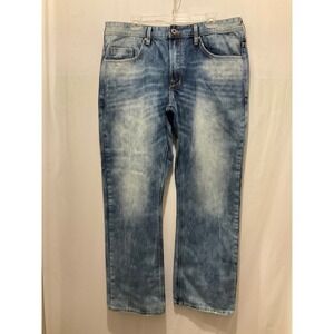 Buffalo David Bitton Six Straight Leg Jeans Mens Blue Light Wash Denim 38 / 32